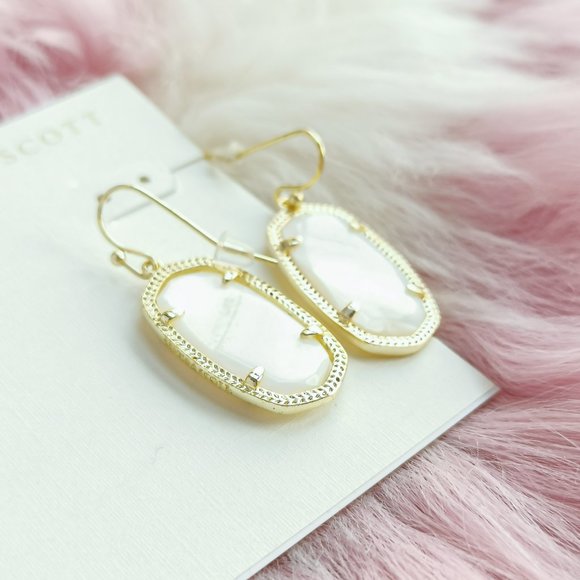 Kendra Scott Gold Dani White Pearl Earrings - Picture 3 of 3